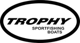 Logo of Trophy Sportfishing Boats with black text on a white background